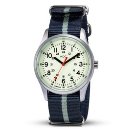 Infantry Mens Analog Watch Glow in The Dark Watches for Men Military Quartz Wrist Watch Army Field Work Luminous Outdoor Sport Waterproof 12/24 Hour Casual Blue Nylon Band by MDC