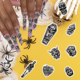 Y2K Nail Charms and Gems 3D Silver Star Butterfly Planet Cross Nail Charms for Acrylic Nails Design Kawaii Nail Jewels for Nail Art (Black-70)