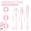 150 Pack Clear Pink Disposable Plastic Silverware Heavy Duty, Plastic