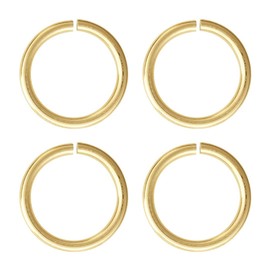 Adabele SS292-4 - 50 anillos abiertos de plata de ley chapados en oro auténtico de 4 mm (alambre de 0,8 mm/0,031 pulgadas/calibre 20) para fabricación de joyas y manualidades