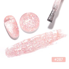 GELLEN Sheer Pink Gel Nail Polish, 18ml Milky Pink Glitter Gel Polish for U V Light, Long-Lasting Soak off LED Cured, for Salon Use Home DIY