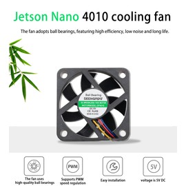 SeenGreat DC5V Cooling Fan for Jetson Nano 4Pin PWM Speed Regulation Strong Cooling Air Fan with Reverse-Proof Connector 2510-4P terminal Lock Automatic Power-off Protection 40x40x10mm