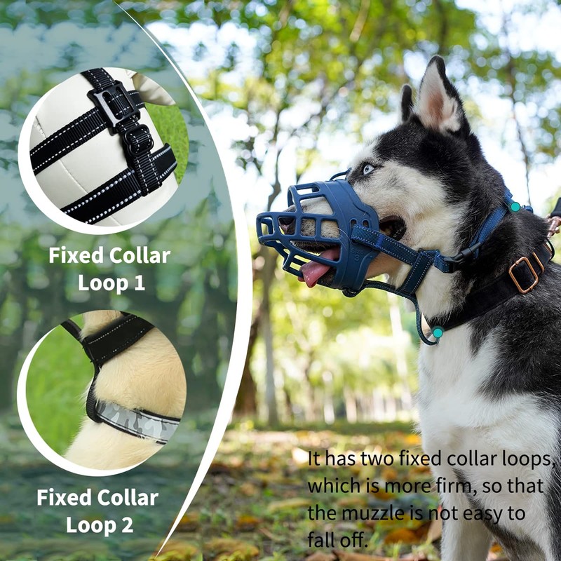 BARKLESS Dog Muzzle, Basket Muzzle for Small Medium Large Dogs,