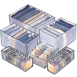 TIGARI Wardrobe Clothes Organizer, Closet Organizer Foldable Drawer Organizer for Clothing, Drawer Dividers for Clothes, Closet Storage for Trousers, Shirts, Jeans, T-Shirt, Bra, Underwear, Socks