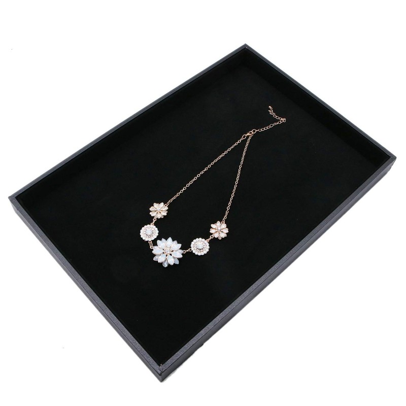JETEHO Velvet Jewelry Tray for Drawers Black Jewelrys Display Tray