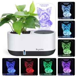DRYADES 7 Colors Dog Acrylic Board with Flower Pot Led Night Light with Replaceable Blank Message Board, Glow in The Dark Notepad with Colors for Room/Store/Office/Holiday/Gift(No Plant&Seed)