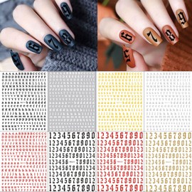LANODO 8 Pieces Nail Stickers Alphabet 3D English Alphabet Pretty Nail Stickers DIY (2074)