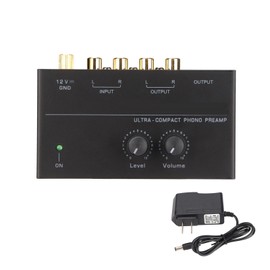 PP500 Phono Preamp Low Noise Stereo RCA Input RCA Output Knob Control Mini Record Player Preamplifier 100‑240V US Plug