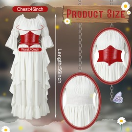 Mepase Renaissance Medieval Costume with Mushroom Hat Cinch Belt Fairy Elf Ear Fairy Butterfly Wings Costume for Cosplay(2XL/3XL)