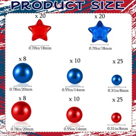 126 Pieces Independence Day Vases Filler - 4th of July Vases Filler Beads, Star Ornament Faux Beads for American Holiday, Dinning Table Party Home DIY Decor Red