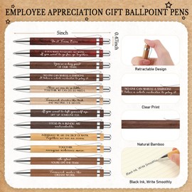 Sayglossy 60 Pcs Team Appreciation Gifts Bulk Thank You Gift Inspirational Retractable Bamboo Ballpoint Pen with Thank You Cards for Office Team Worker Nurse Teacher Graduation Gift, 12 Styles