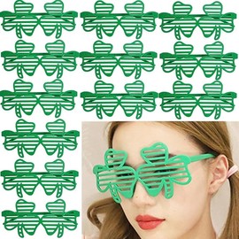 Tiwnefua Tiwnefua St. Patrick's Day Shamrock Glasses Irish Lucky Green Clover Sunglasses (12Pcs)