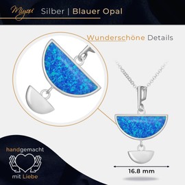 miyou Gold-Plated Women's Necklace - Chain with Pendant - Celebrity Necklace Made of 925 Silver - Delicate Chain - Fashionable Gemstone - Women's Jewellery - Silver - Elegant - Set