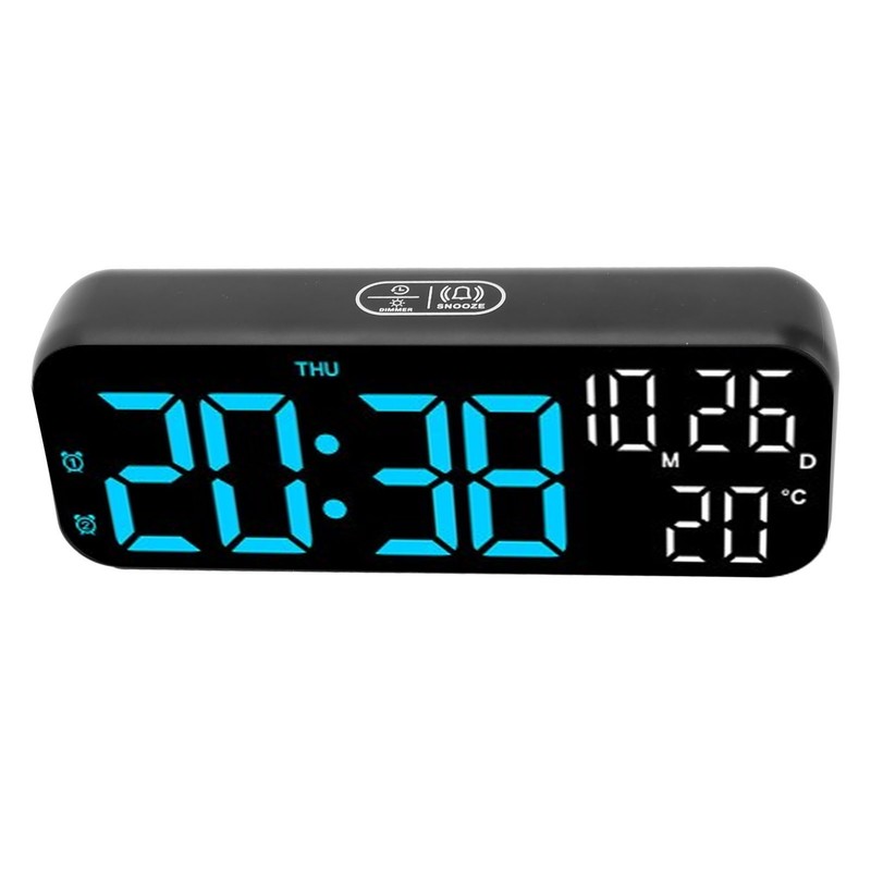 Digital Clock Dual Display Voice Control 3 Adjustable Brightness Date