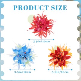 HAIMEIKANG 3 Pieces Hawaiian Flower Hair Clips - Artificial Tropical Flower Hair Pins Large Hair Flowers For Women Hawaiian Hair Accessories Wedding Hair Piece