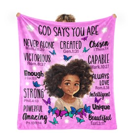 OIIJZzy Black Girl Blanket for Kids, African American Girl Blanket, Black Girl Magic Blanket for Baby Toddler, Afro Melanin Throw Blanket for Sofa Bedroom Birthday Gift Decor 60"X50"