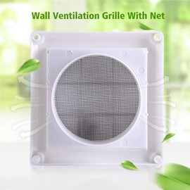Joyzan White Vent Grille, 15 x 15cm Louvered Vent Cover for Exterior Wall 3 Flaps Duct Ventilation Grill with Net Plastic Dryer Air Grille Round Rear Spigot Not Return Shutters External Hood