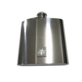 Silver Toned Square Etched Tarantula Spider Bug Insect 6 Oz. Stainless Steel Flask