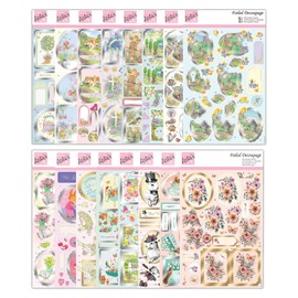 Anita's Easter And Spring Themed Foiled Decoupage Bumper Bundle, Set Of 16 Designs, Egg Hunt, Springtime Designs, Garden, Nature And Wildlife, Butterflies, Bunny, Birds And Flowers