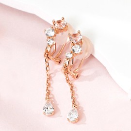 FH.bird January Birthstone Pain-free Clip-on Earrings For Women, Garnet Earrings, Pearl, Allergy-friendly Metal, Dangling, 0.2 inches (4.5 mm) Gemstone, Wedding Anniversary, Birthday, Christmas Gift,