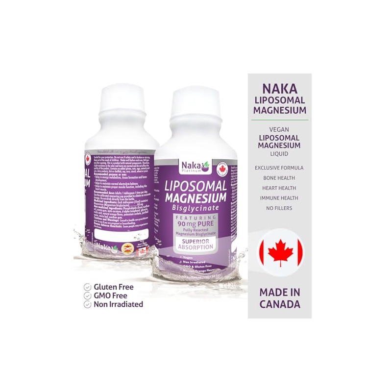 NAKA Platinum Liposomal Magnesium Bisglycinate, 250mg PURE, Superior Absorption, Made