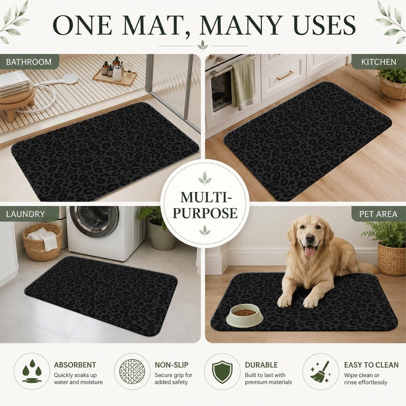 Natural Diatomaceous Earth Bath Mat, Ultra Thin Quick Dry Floor