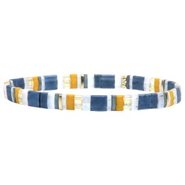 KELITCH Stretch Bracelets Colorful Stackable Tila Bead Bracelets Women Friendship Bracelets Bohemian Jewelry (Gray 07G)