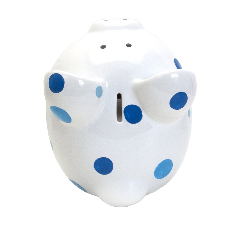 Child to Cherish Ceramic Polka Dot Piggy Bank for Boys,