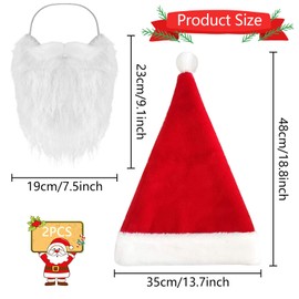 Santa Hat, Red, Christmas Hat, Adults, Plush Santa Hat, Santa Santa Hat, Cuddly Soft Plush Christmas Hats for New Year, Festive Christmas Party (B)