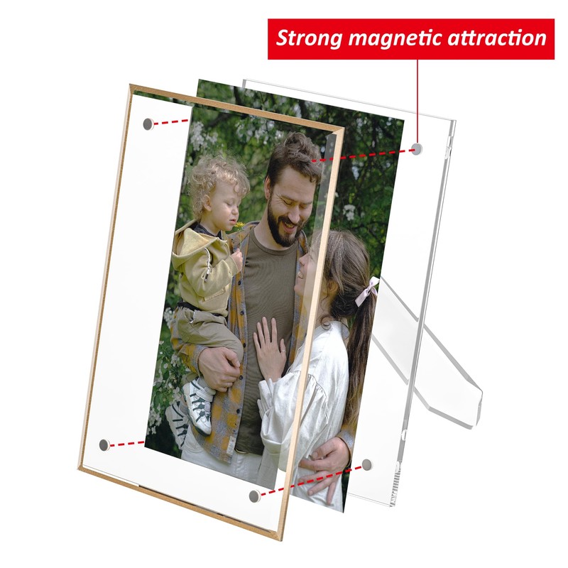 Hexsonhoma Acrylic 3.5x5 Picture Frame with Gold Edge Pack of