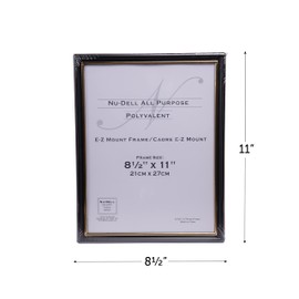 NuDell (3) 8.5" x 11" Economy EZ Mount Document Frame with Plastic Face VALUE PACK, Black w/Gold Trim