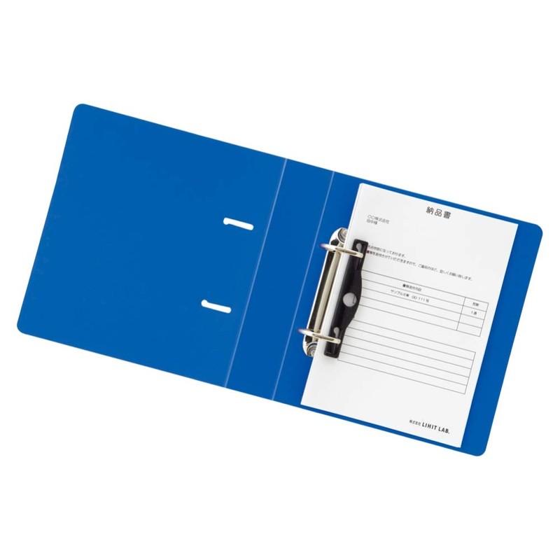 Lihit Lab G2232-8 D-Shaped Ring File, A5, 2 Holes, Blue