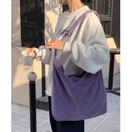 ALUWU Corduroy Tote Bag for Women with Zipper and Adjustable Strap Casual Corduroy Crossbody Purse for Work, Apricot