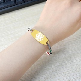 Uloveido Epilepsy Awareness Medical Alert Bracelet for Women Girls, Dainty Evil Eye Beads Chain Bracelet Lucky Protection Bracelets Y3925-UK