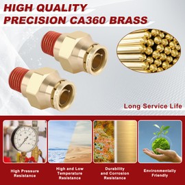 Boeray 1/2" Quick Push to Connect Fittings Brass Union Straight Joint DOT Approved 1/2" Tube OD x 1/4" NPT Thread Air Line Adapter Air Suspension Kit for Truck Trailers and Air Brake System 4pcs