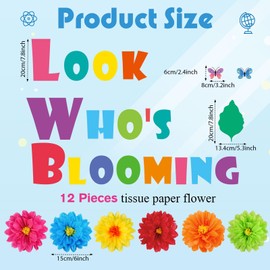 Zhanmai 36 Pcs Classroom Tissue Paper Flower Bulletin Board Cutouts Amazing Things Happen Here Inspirational Letter Cutouts 3D Spring Paper Flower Decoration for Back to School Party(Look Style)