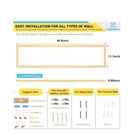AIKVSXER 1x4 LED Flat Panel Light Surface Mount for Auditoriums Hotel50W 5500LM 120V 4 Pk