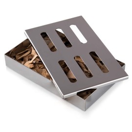 Blumtal smoker, smoker box made of stainless steel, gas barbecue accessories or charcoal barbecue, 20 x 13 x 3.5 cm, silver, Silver