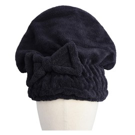 HOPESHINE Microfiber Hair Towel Cap for Women Wet Short or Long Curly Hair Super Absorbent Quick Dry Turbans for Girls Anti Frizz (Black, 1)