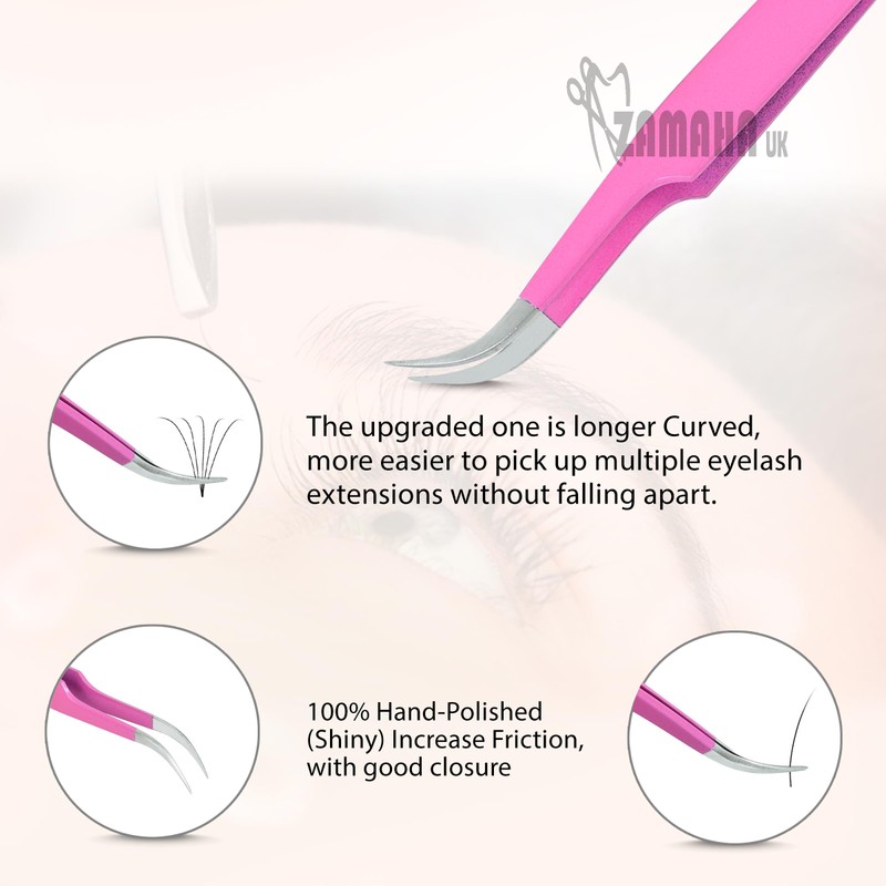 ZAMAHA UK Lash Eyelash Extension Tweezers, Japanese Stainless Steel Tools