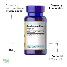 Suplementos Vitamina D3 Puritan's Premium 5000iu 200ct