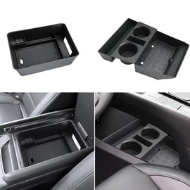 (2Pack) Coleya 2024 2025 2026 Santa Fe Center Console Organizer (Lower&Armrest)(SE/SEL/XRT/Limited/Calligraphy), Durable ABS Plastic&Anti-Slip Rubber Console Tray 2026 2025 Santa Fe Hybrid Accessories