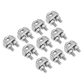 PATIKIL 1/8" / 3mm Wire Rope Cable Clip Clamp, 10Pcs M3 304 Stainless Steel U Bolt Saddle Fastener for Rigging Railing, Silver Tone