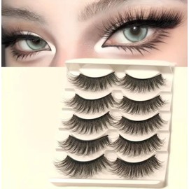 SEERAAH Preglued Eyelashes, Reusable Lashes with 5 Pair,Looking Natural No Glue 3D False Eyelashes, Waterproof, No Glue needed