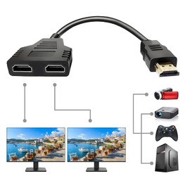 Azuxreza HDMI Splitter Adapter,1080P HDMI Male to Dual HDMI Femal 1 to 2 Way HDMI Splitter Adapter Cable for HDTV HD, LED,LCD Monitor and Projectors, Support Two TVs at The Same Time