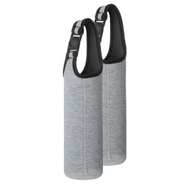 QUARKZMAN Pack of 2 Neoprene Carrier Water Bottle Sleeves, 15.5 20 oz Insulated Water Bottle Case, Carry Bag for Drinking Bottles with Handle, Grey