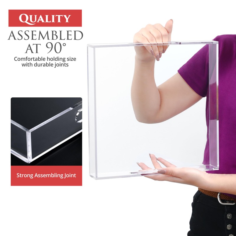 Acrylic Tray 10x10 with Cut Handles - Spill Proof Decorative
