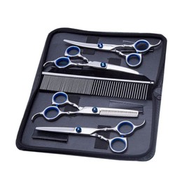 eSelect Versatile Pet Grooming Scissors Set - Straight, Curved & Thinning Scissors - Stainless Steel - 5 Piece Set