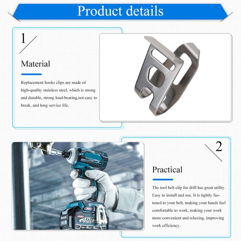 Neikafan 4 Pcs Electric Drill Belt Hook Clips with Screws,