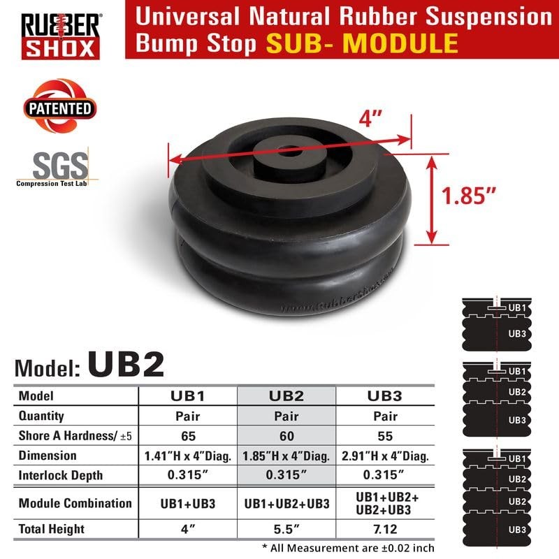 RubberShox RubberShox Modular Universal Rubber Front Rear Bump Stops for
